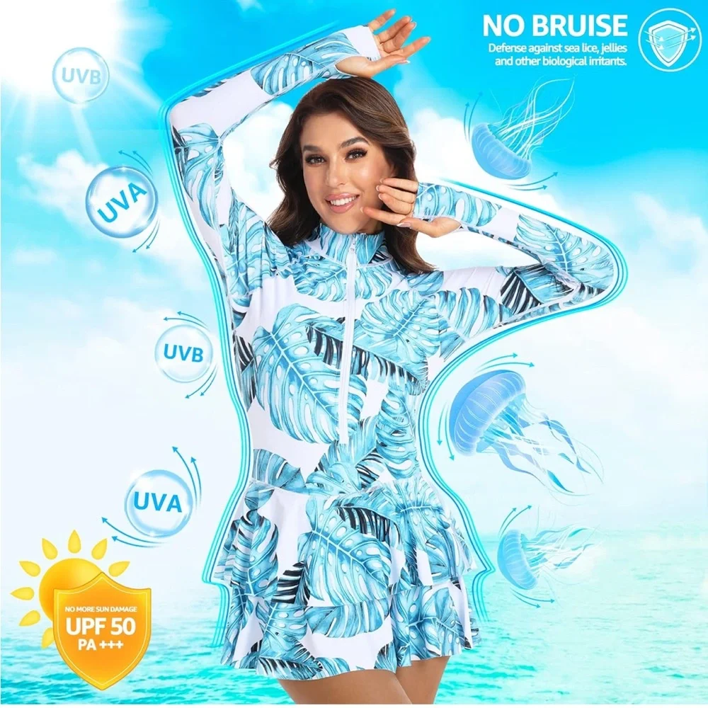 Long Sleeve Swimsuits UV UPF 50+ Swim - Picture 4 of 8